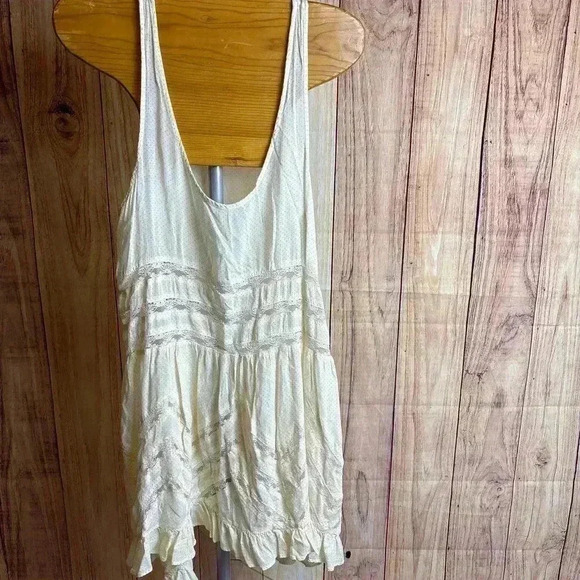 Free People Voila Trapeze Ruffle Slip Tank Dress Top Cream Size S - Picture 3 of 9